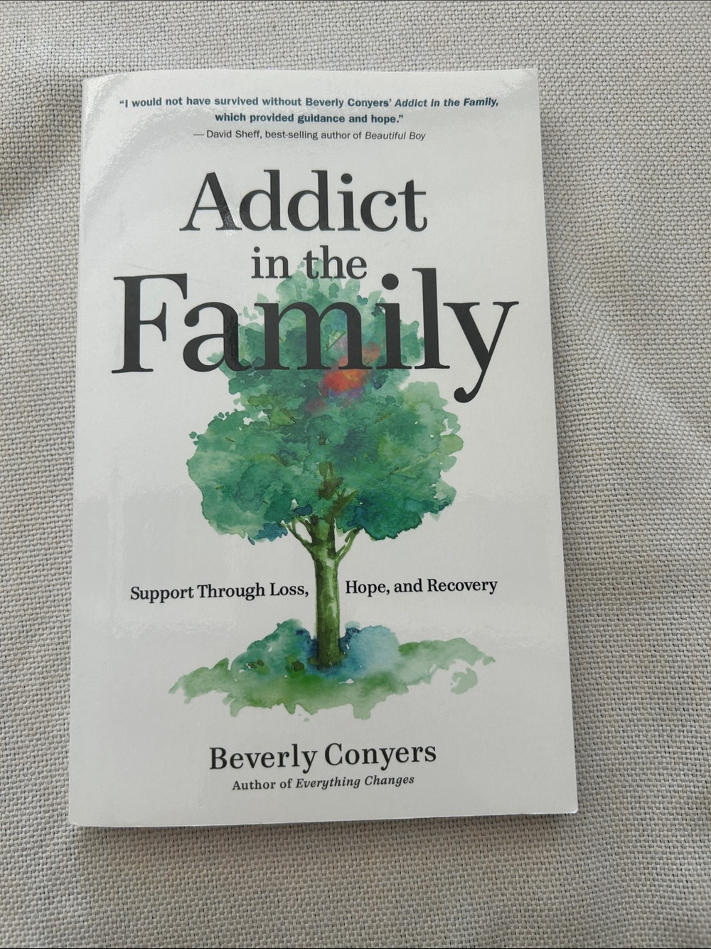 Addict in the Family by — White Cover with Green Tree